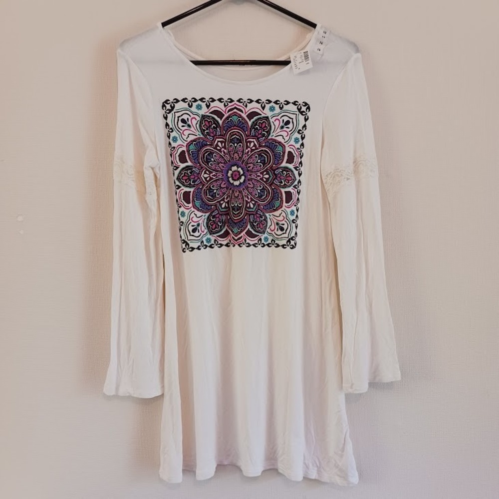 Girl's Floral Print w Sequins, Glitter, &‎ Lace, Size 14, White/Ivory/Pink/Purp